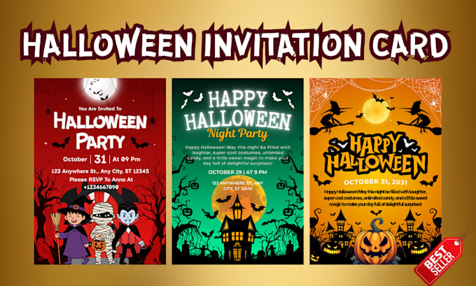 design a spooky halloween party invitation card or event flyer