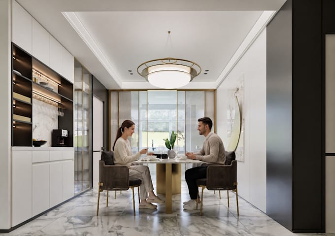 design a realistic interior for your home, living room and kitchen