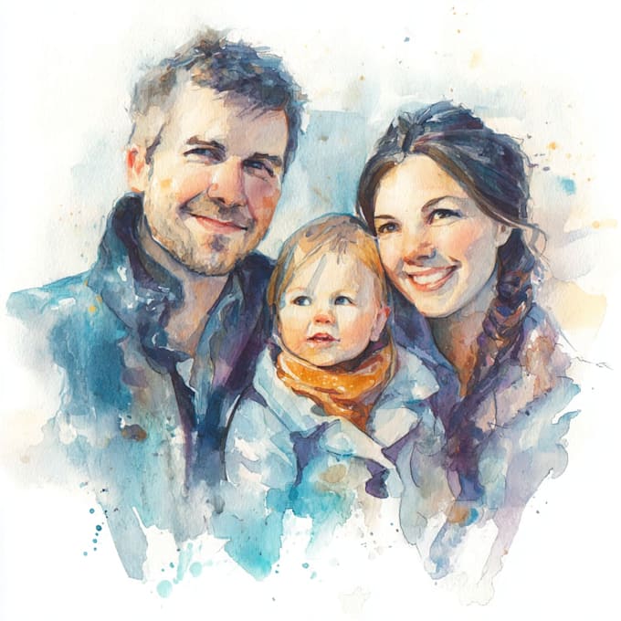 hand paint professional watercolor portraits