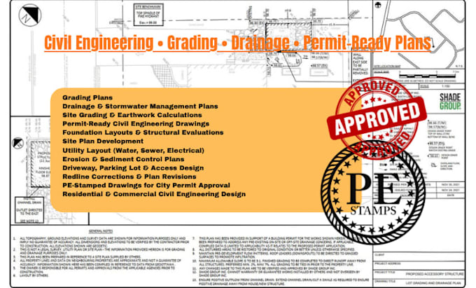 create stormwater management and drainage, grading plan with all calculations