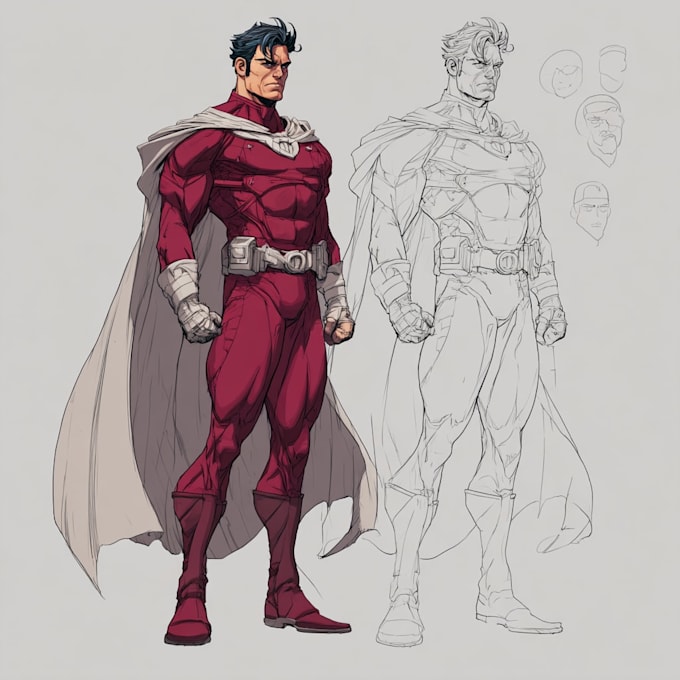 create concept art superhero character for comics cartoon