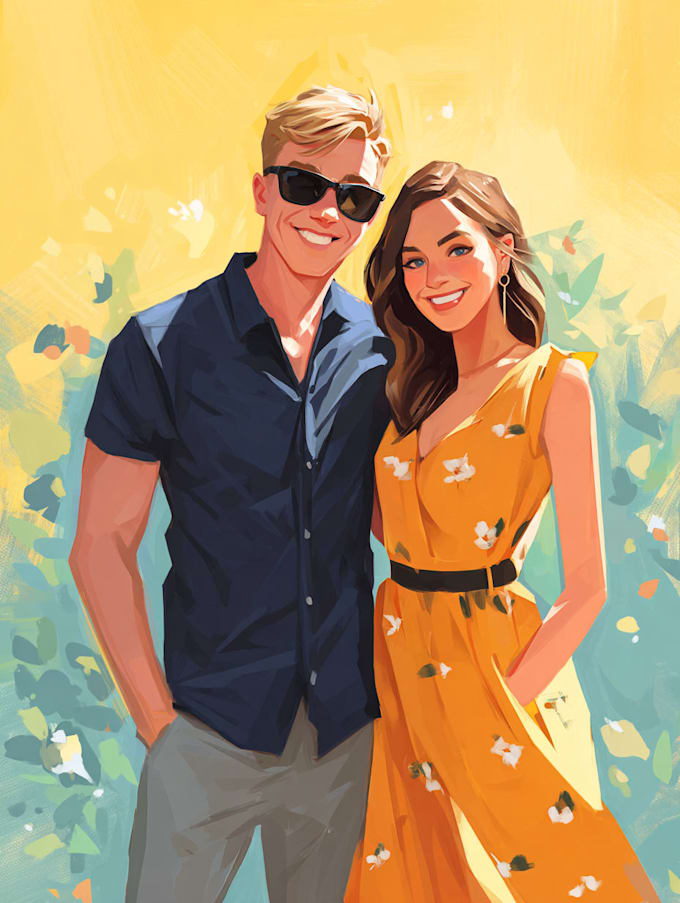 draw couple portrait illustration