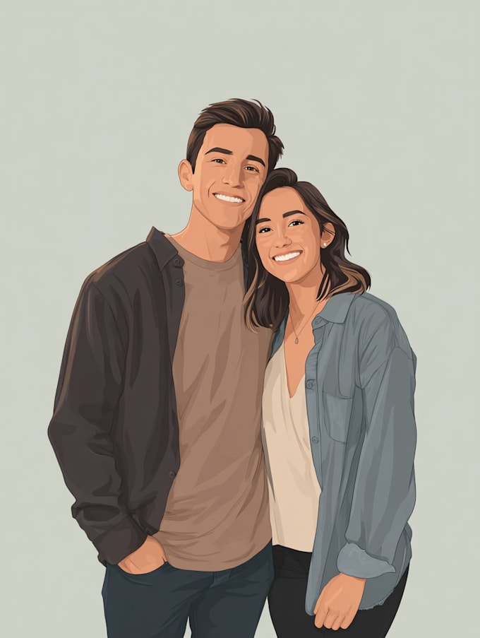 draw couple and wedding portrait illustration