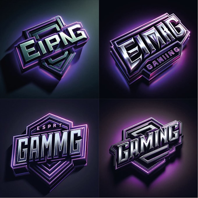 design a futuristic, modern and neon style gaming logo