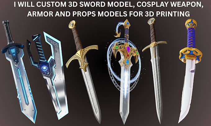 Create custom 3d sword, 3d weapon, 3d armor and cosplay props for ...