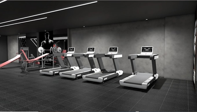 Modern3d gym room cardio machines fitness facility training space ...
