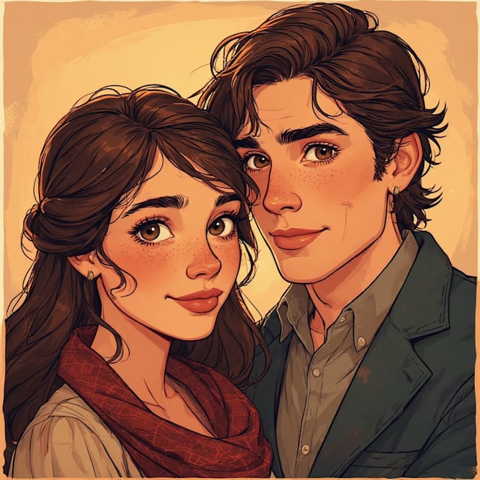 draw couple portrait wedding portrait illustration