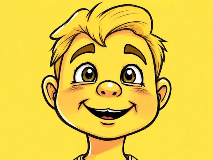 draw yellow cartoon in yellow portrait