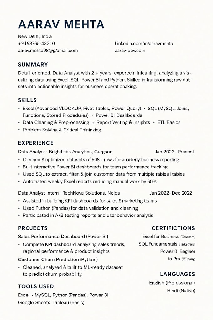 create a professional ats friendly resume and cover letter