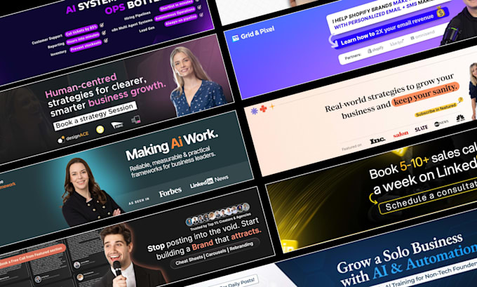 design premium linkedin banner and infographic