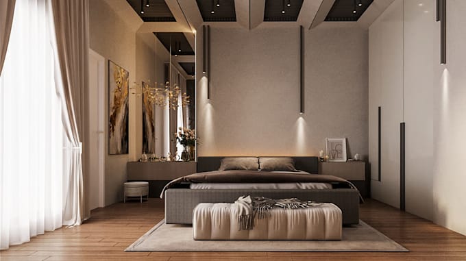 design your bedroom interior with realistic 3d rendering