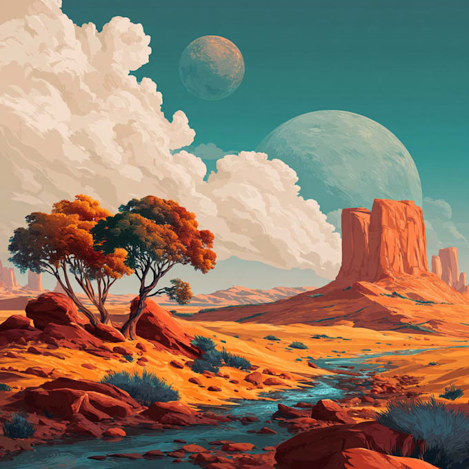 draw professional vector landscape illustration