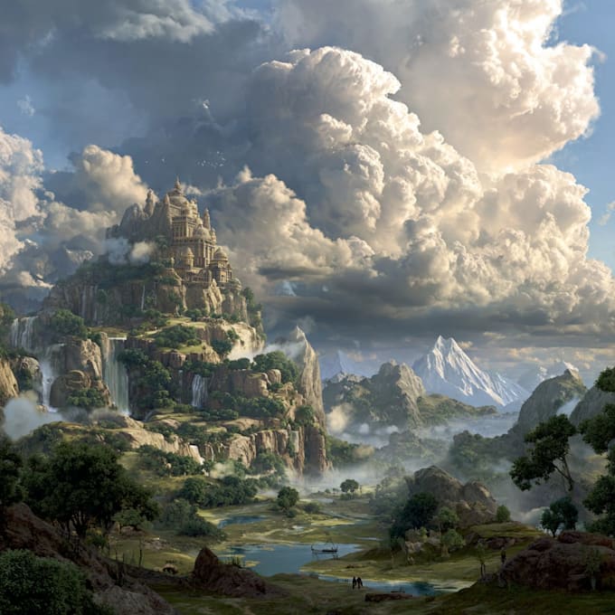 do fantasy concept landscape illustrations