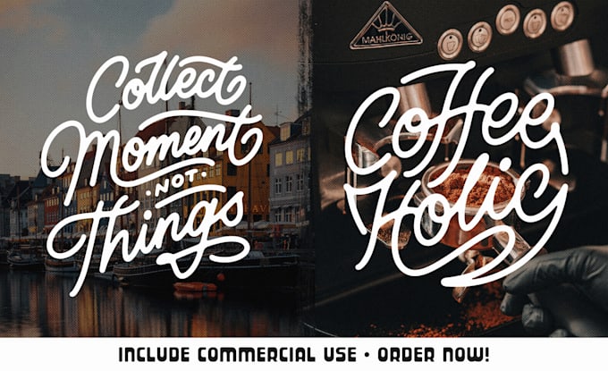 create vintage hand drawn monoline lettering and typography