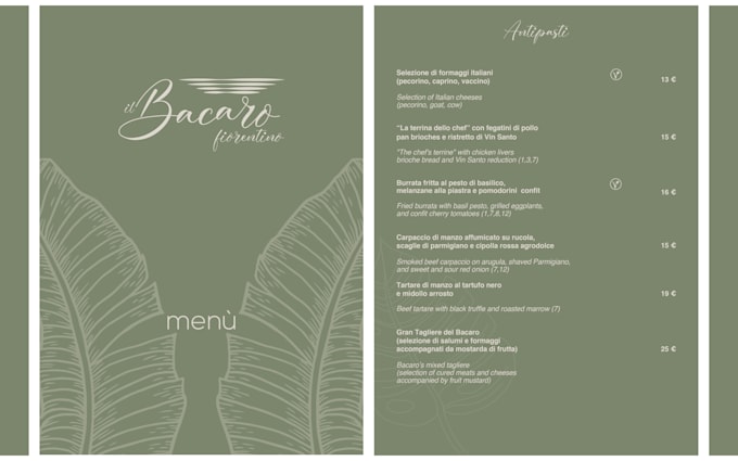 design a modern and professional menu