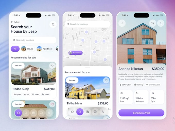 develop real estate app, and website, event management app, mobile app,