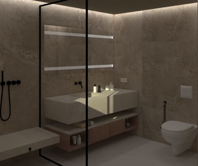 create realistic 3d renders and design for your bathroom