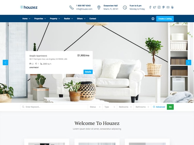 customize the houzez theme to make a professional real estate website