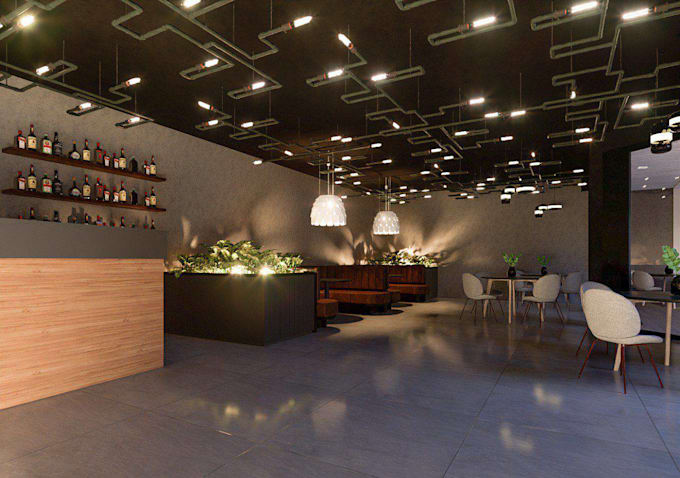 design commercial 3d restaurant, cafe, bar, eatery interior,render dinning space