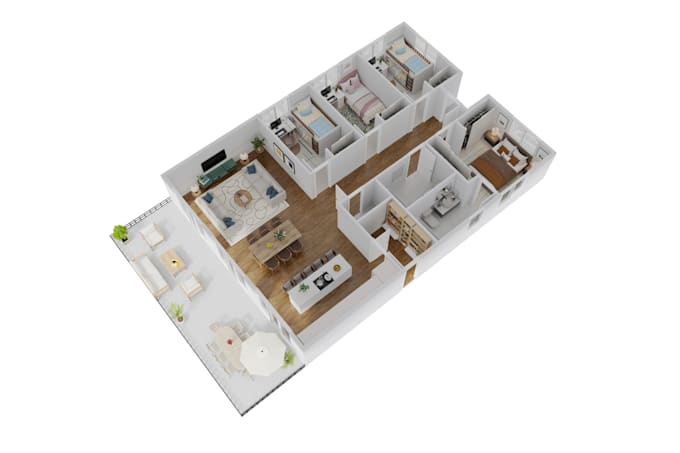 Create a realistic 3d furnished floor plan for real estate by Raymilo ...