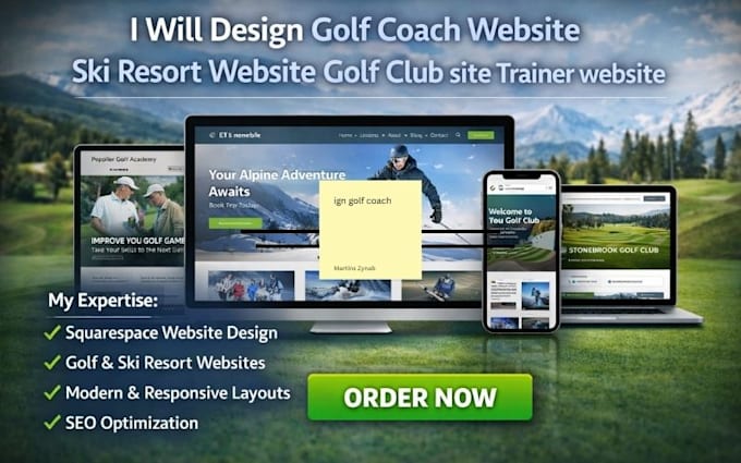 design golf coach website ski resort website golf club  site trainer website