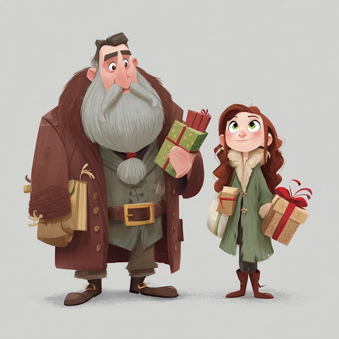 illustrate christmas card, christmas character