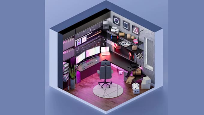 Gaming Rooom Design 3d Do 3d gaming room design, 3d streaming room design modelling and ...