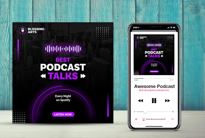 design a professional creative podcast cover art