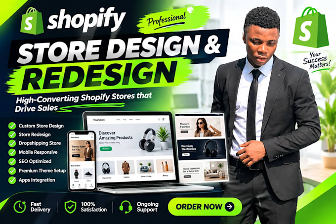 design or redesign shopify website, store design, dropshipping store