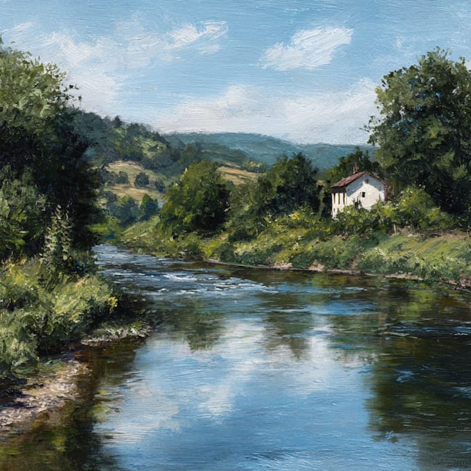 digitally oil paint, vintage portrait, landscape, illustrate