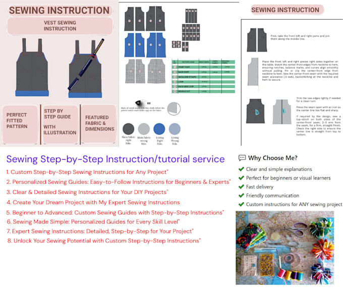 do step by step custom sewing instruction guide any project