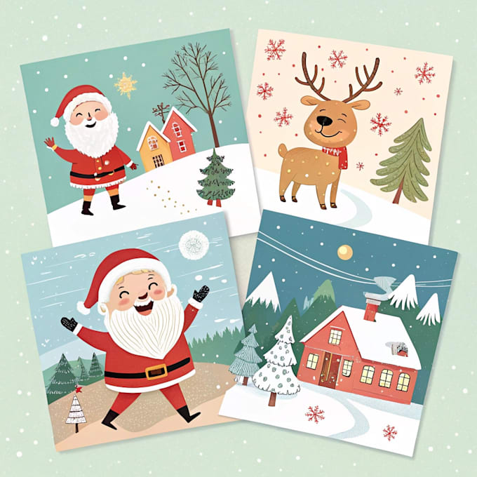 create cute christmas cards and illustrations
