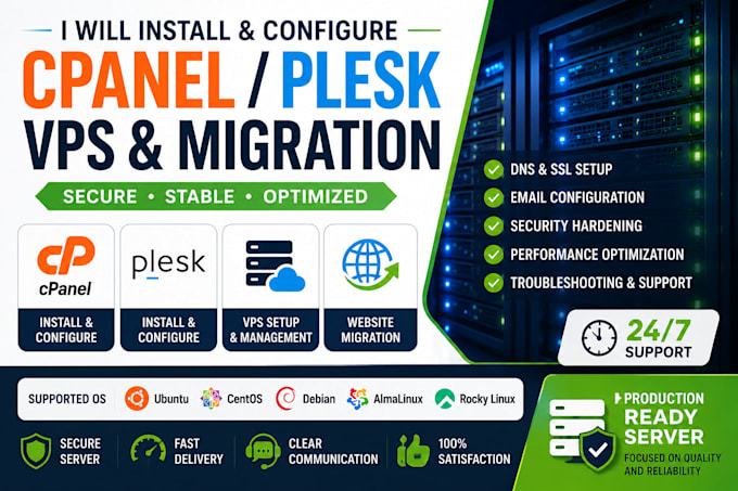 install and configure cpanel or plesk on your vps
