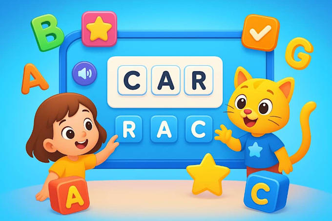 develop spelling and vocabulary learning game for kids
