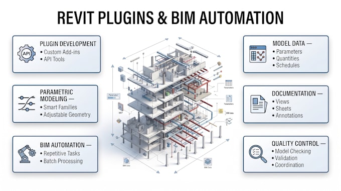 develop revit addins, parametric tools, and bim automation scripts