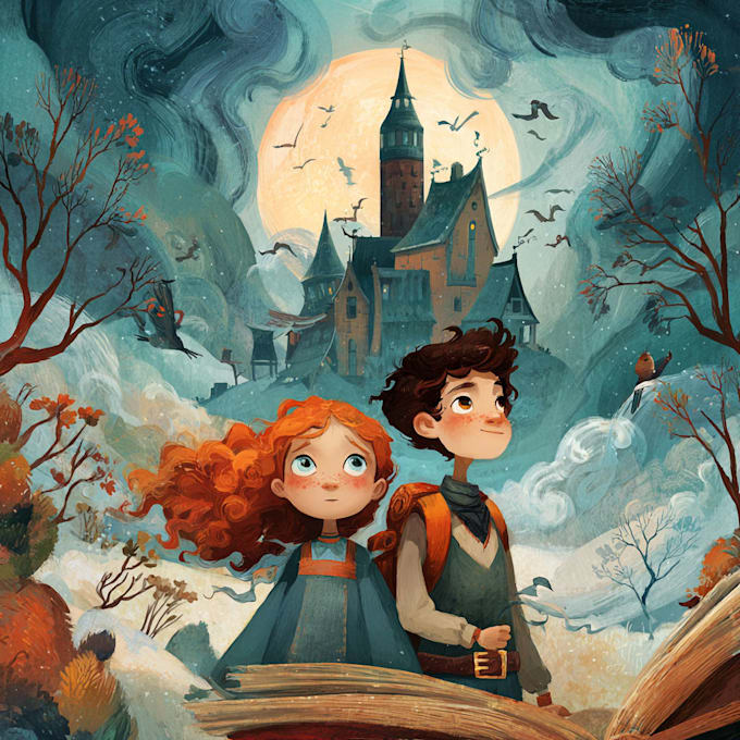 create illustrated fairytale book cover