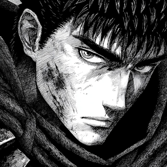 draw custom dark berserk style art in high quality