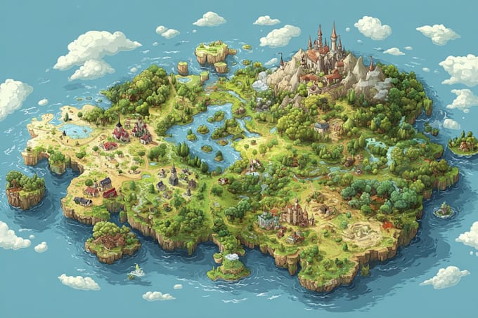 design fantasy map illustration, country map, vector map