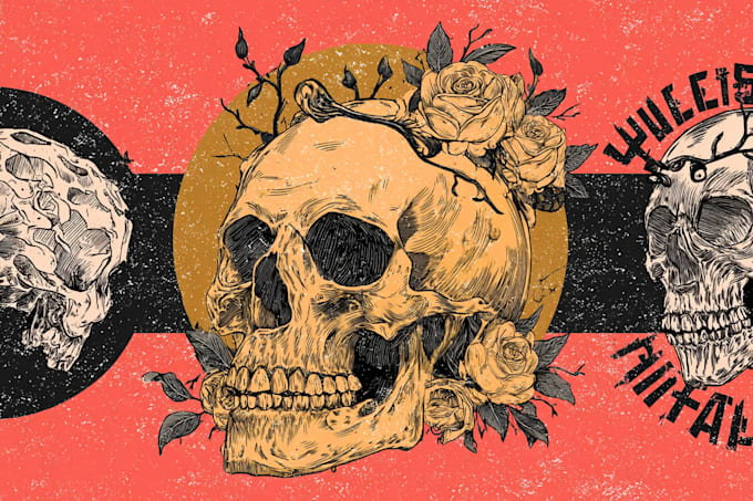 do vintage skull edgy illustration