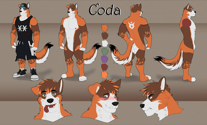 Draw fursona reference sheet furry art oc furry character ref sheet for ...