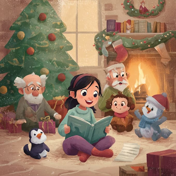 draw a cute christmas themed cartoon character
