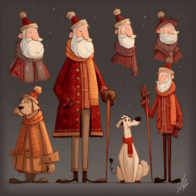 illustrate christmas card, christmas character