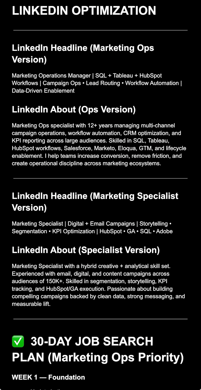rewrite your resume and optimize your linkedin profile