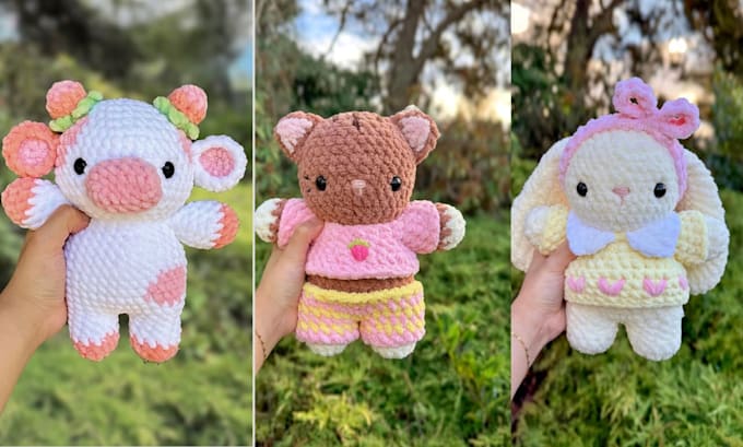 design custom crochet plush, handmade stuffed animal plushie from concept