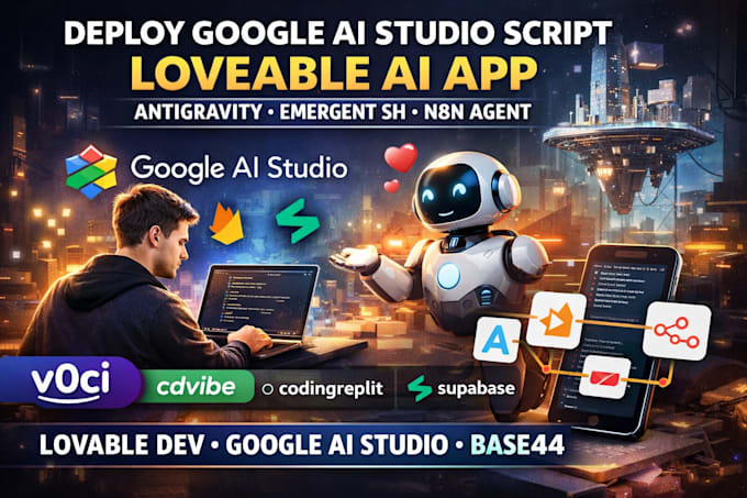 deploy google ai studio script loveable ai app antigravity emergent sh n8n agent