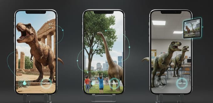 develop an ar dinosaur exploration game with interactive learning