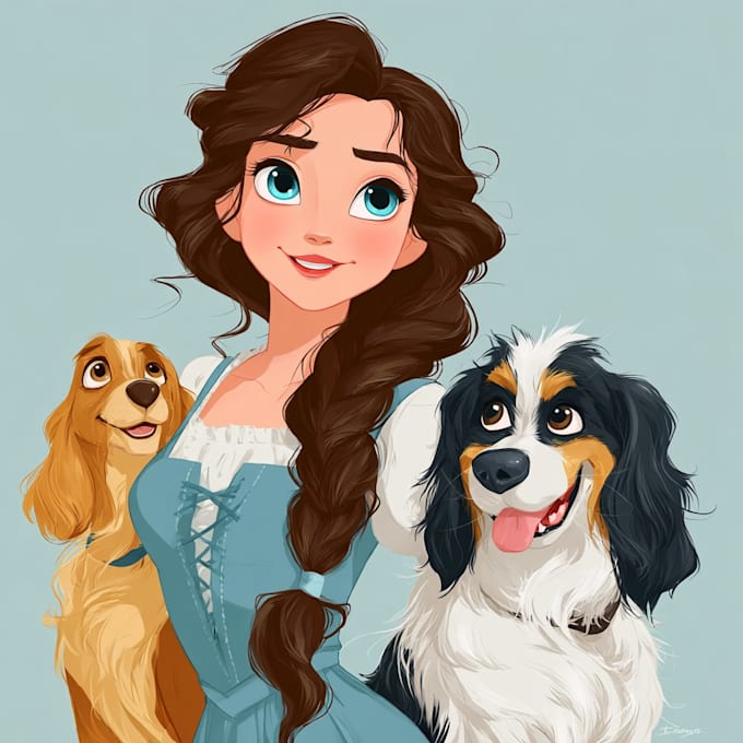 draw a unique disney pet portrait