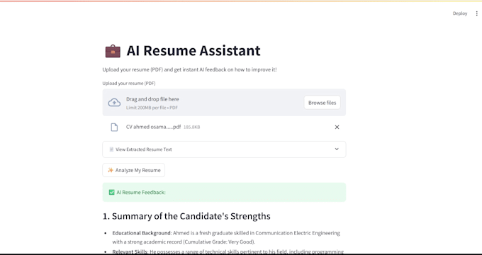 build a streamlit ai resume analyzer that evaluates and visualizes cvs