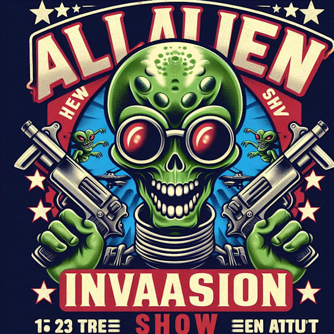Design high quality alien invasion mascot logo with t shirt design by ...