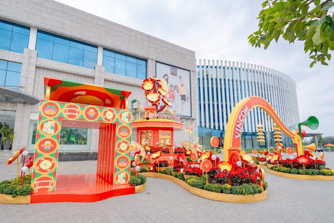 3d mall christmas decor,new year holiday setup,retail exterior design,cgi render
